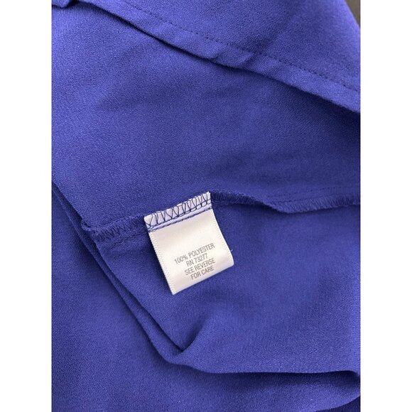 NWT Apt 9 Ladies Sz M Long Sleeve Hidden Button Up Blouse Blue VNeck Casual Work - Picture 9 of 10